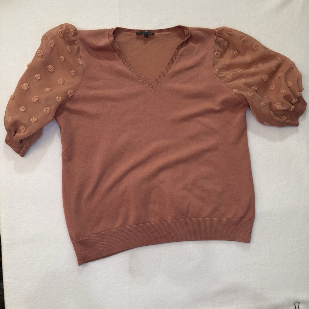Adrianna Papell Fairy Cottage Core Coastal Grandma Puff Sleeve Sweater Blouse L - Picture 3 of 9